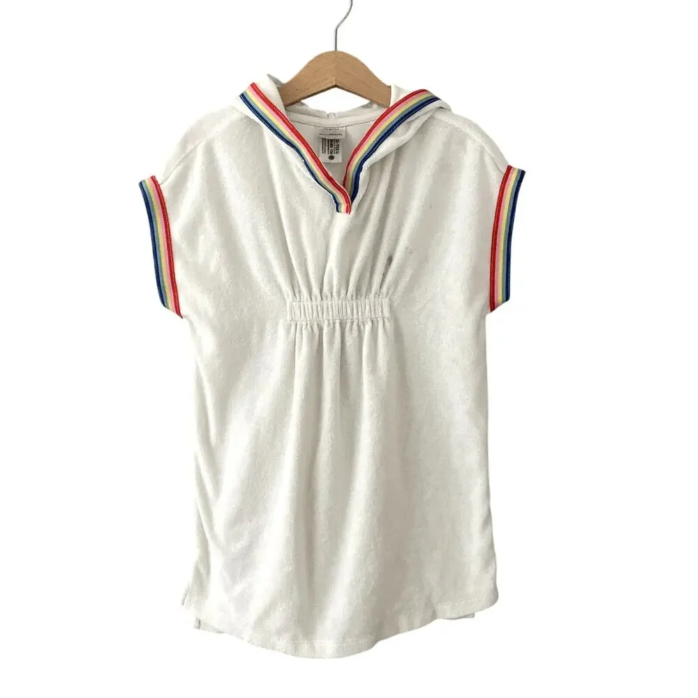 Hanna Andersson Loop Terry Hoodie Coverup White Rainbow 5 110cm